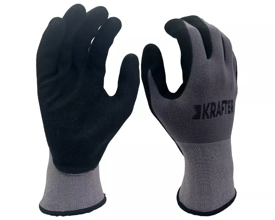 STRUCT Arbeitshandschuh Nylon, XL, Grau/Schwarz, 10 Stück