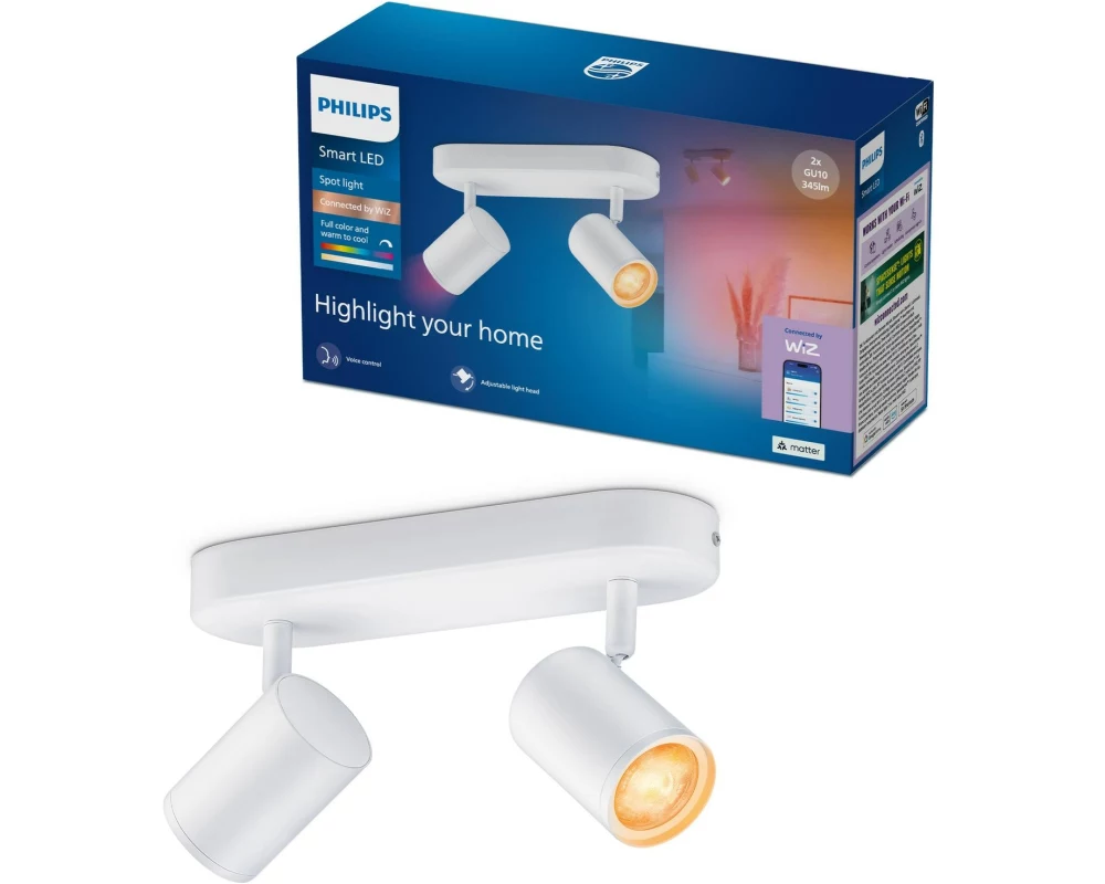 Philips Smart Lighting Smarter 2-flammiger Spot Weiss, GU10, 16 Mio. Farben