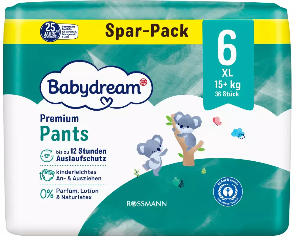 Babydream Windeln Premium Pants Jumbopack 36 Stück, Grösse 6