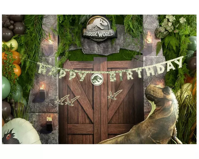 Partydeco Happy Birthday Banner Jurassic World 1.65 m, Mehrfarbig