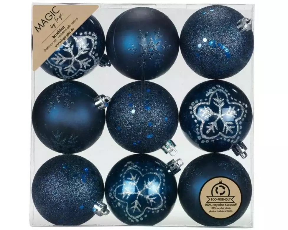 INGES CHRISTMAS DECOR Weihnachtskugel 9 Stück, Nachtblau