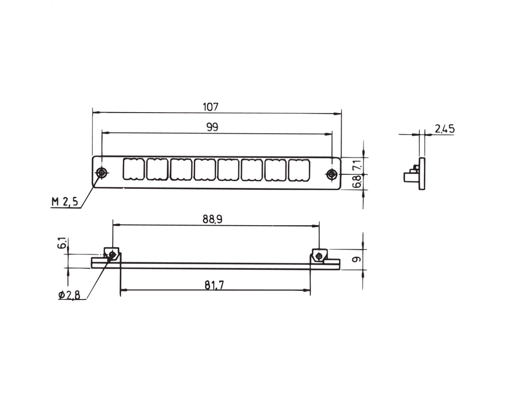 SCHROFF Aufnahmerahmen für Montageebene 1 - LP-HALTER FES 1-REIHIG