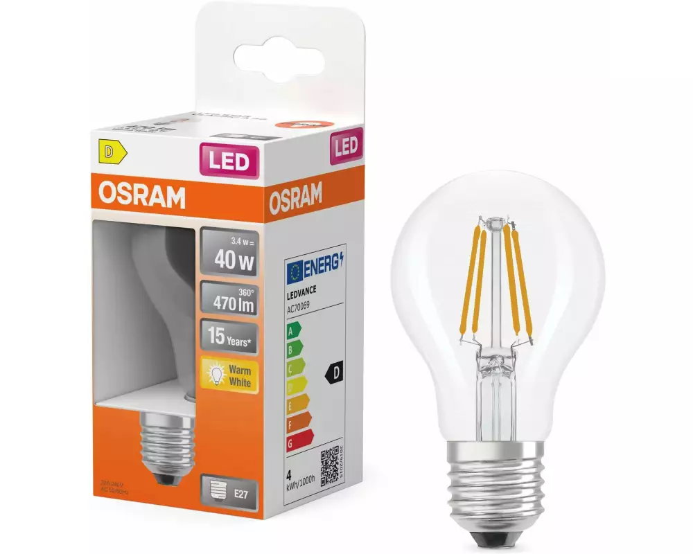 OSRAM Lampe LED STAR FILAMENT 4 W Warmweiss (WW)