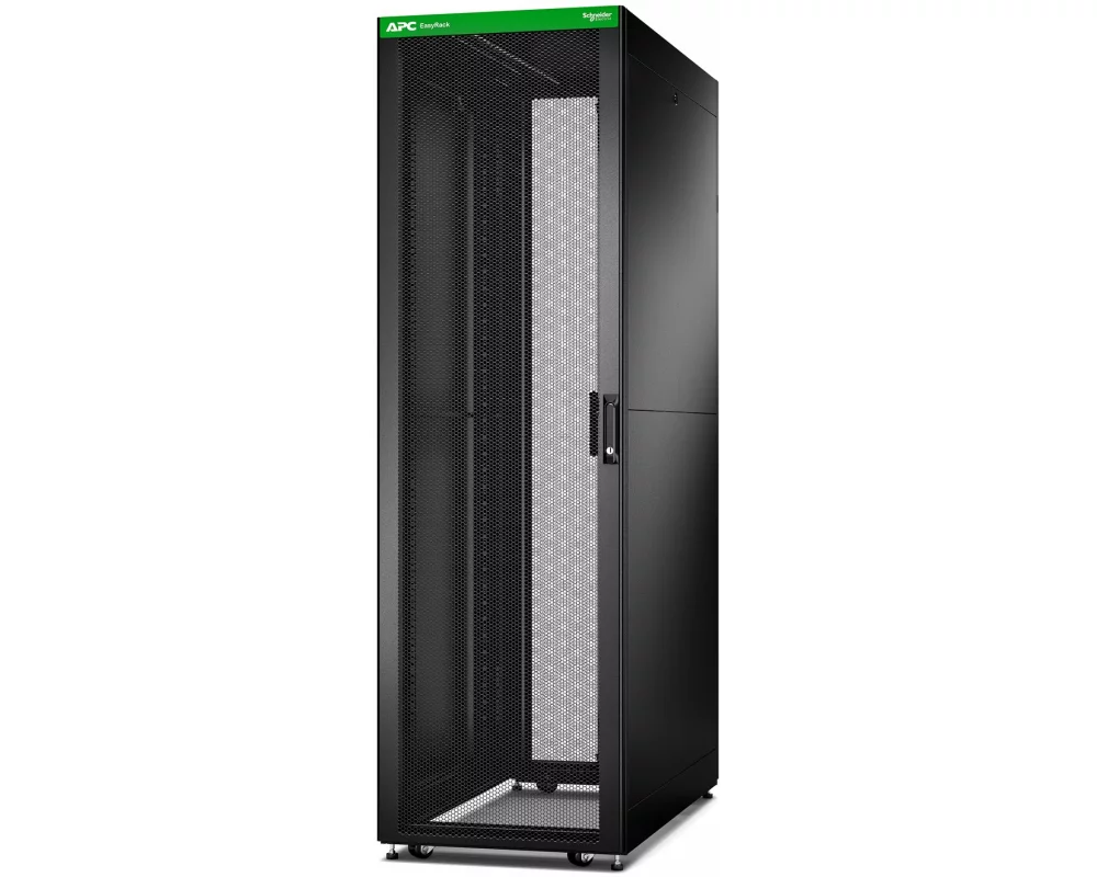 APC Easy Rack 42Ux600x800mm with Roof Side panel castors feet and 4 Brackets No Bottom black