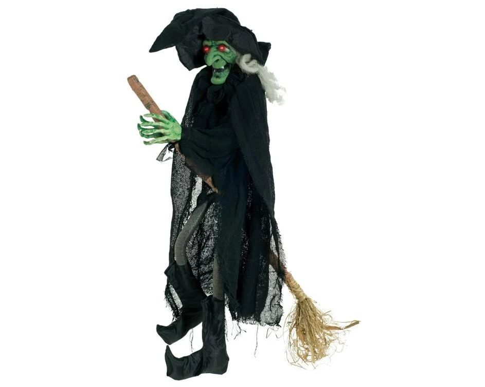 Dekomat AG Halloweenfigur Hexe auf Besen 90 x 50 cm, Schwarz
