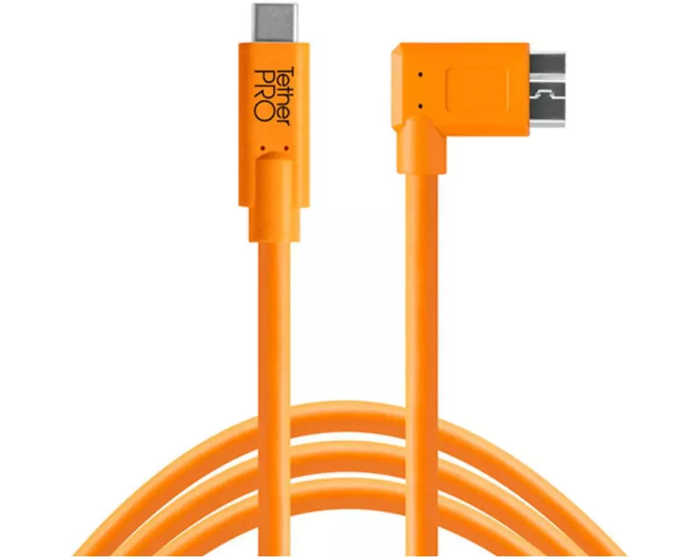 Tether Tools Kabel USB-C 3.0 Micro-B Right Angle 4.6 Meter – orange