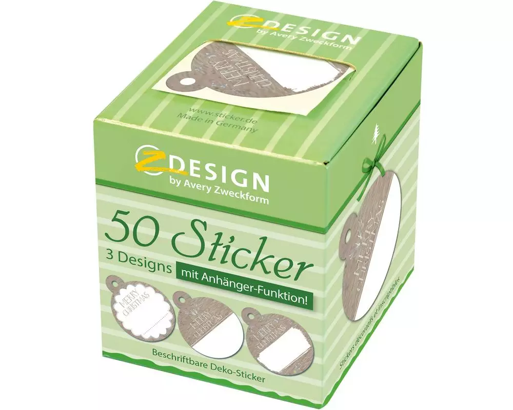Z-Design Sticker auf Rolle Geschenk 50 Stück Braun/Weiss