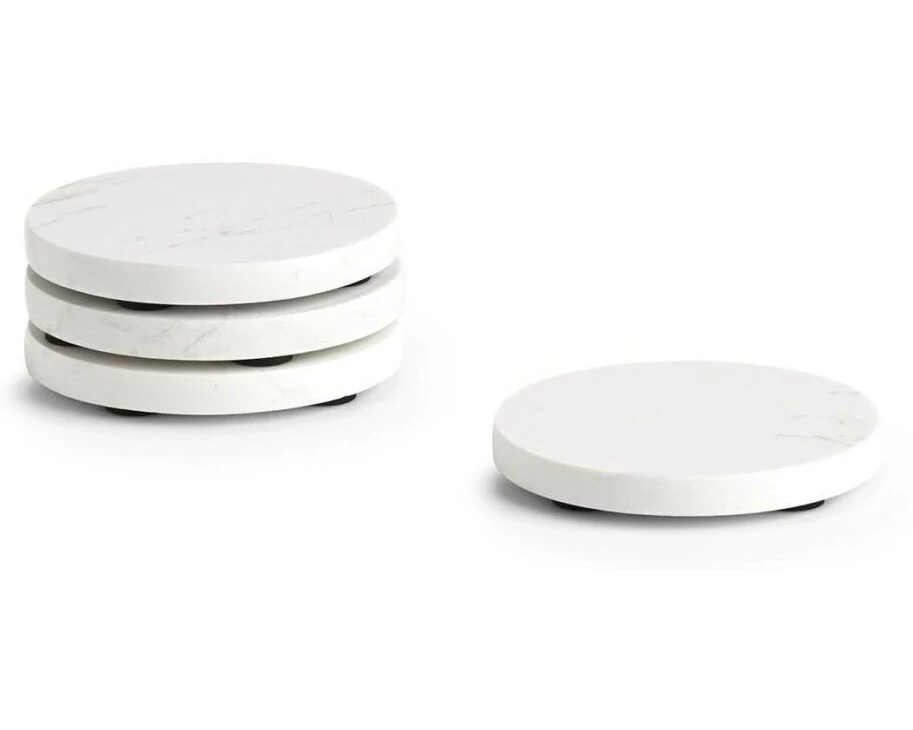 Zeller Present Glasuntersetzer Marmor Weiss/Grau 9.5 cm, 4 Stück