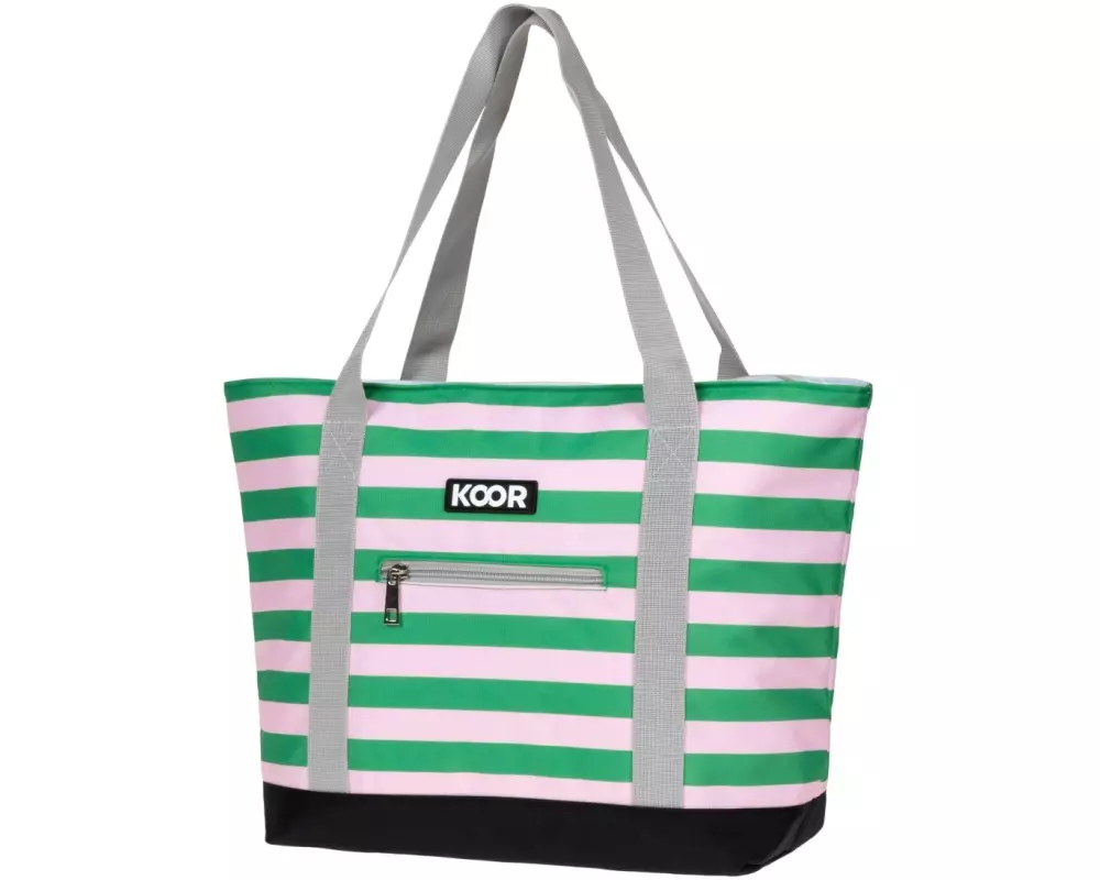 KOOR Kühltasche Shopper Strisce Verde / Flamingo