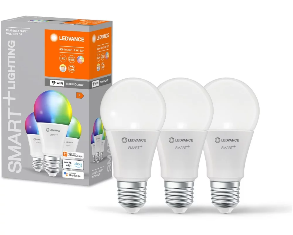 Ledvance Leuchtmittel SMART+ WiFi Classic A60, E27, RGBW, 3 Stück