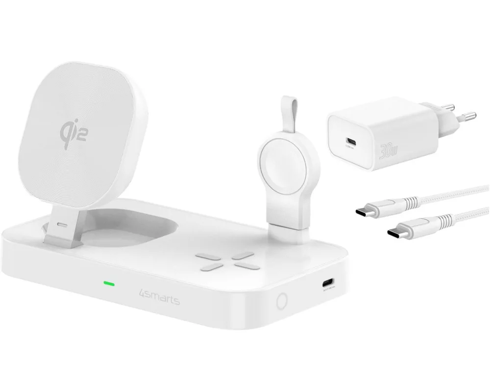 4smarts Qi2 Ladestation Trident mit Charger für Samsung Watch, weiss