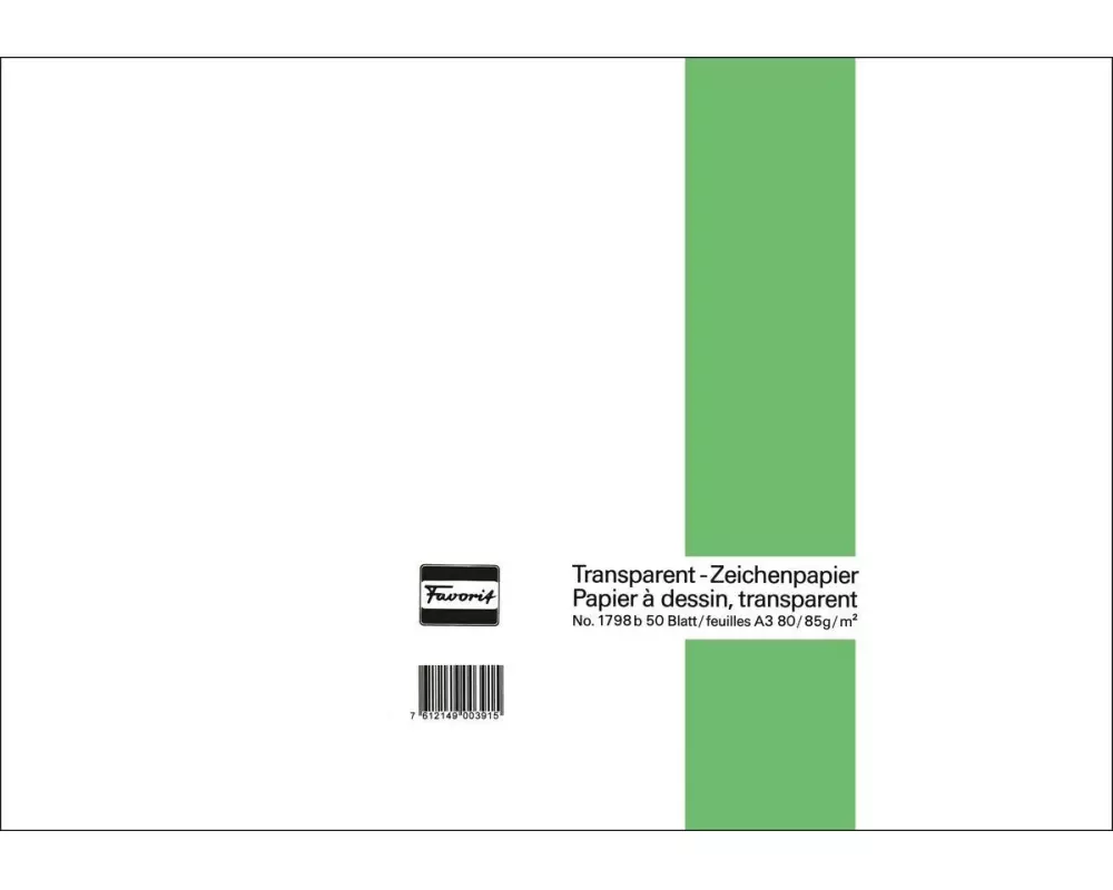 Favorit Zeichenpapier 80/85 g, 42 x 29.7 cm, 50 Blatt, Transparent
