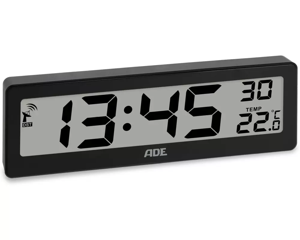 ADE Digitale DCF-Funkuhr Schwarz