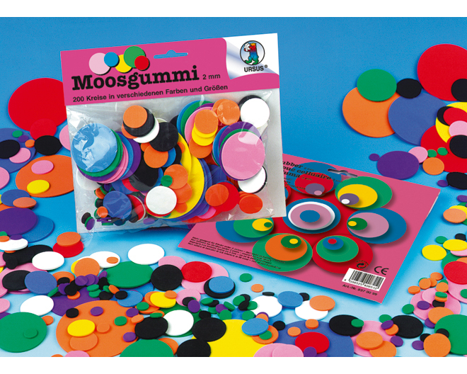 URSUS Moosgummi Kreise 2mm 8370099 assortiert 200 Stück