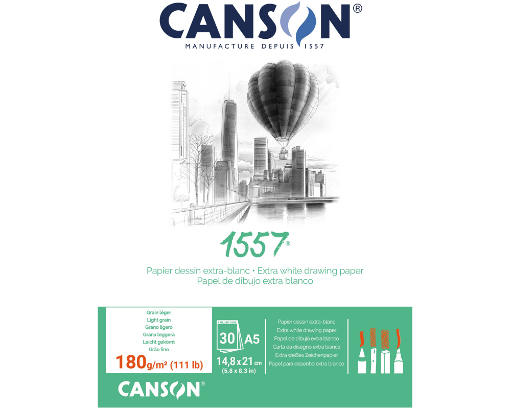 CANSON Skizzenblock 1557 A5 204127413 30 Blatt, geleimt, 180g