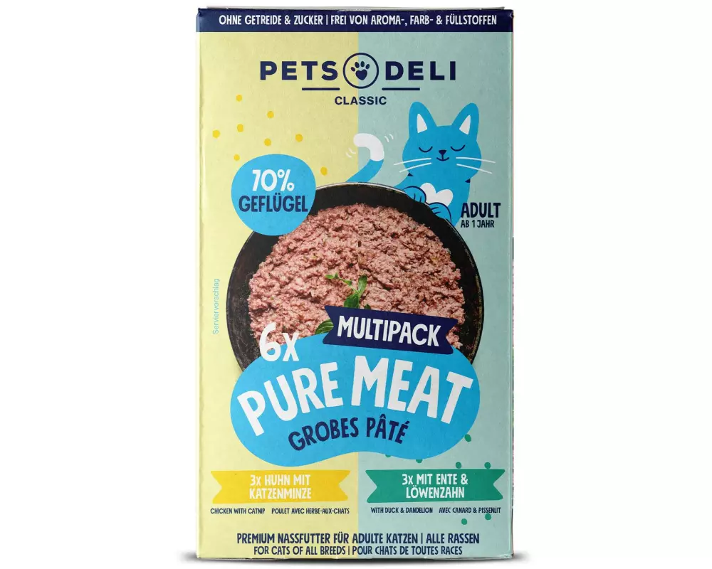 Pets Deli Pure Meat Multipack Dose Huhn Ente 6 x 85 g