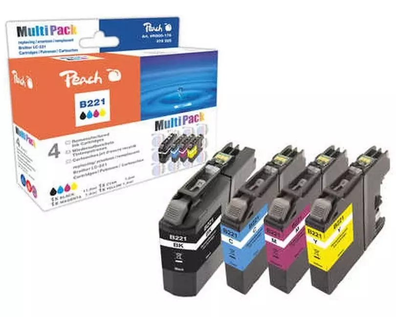 Peach Tintenset Brother LC-221 Black/Cyan/Magenta/Yellow