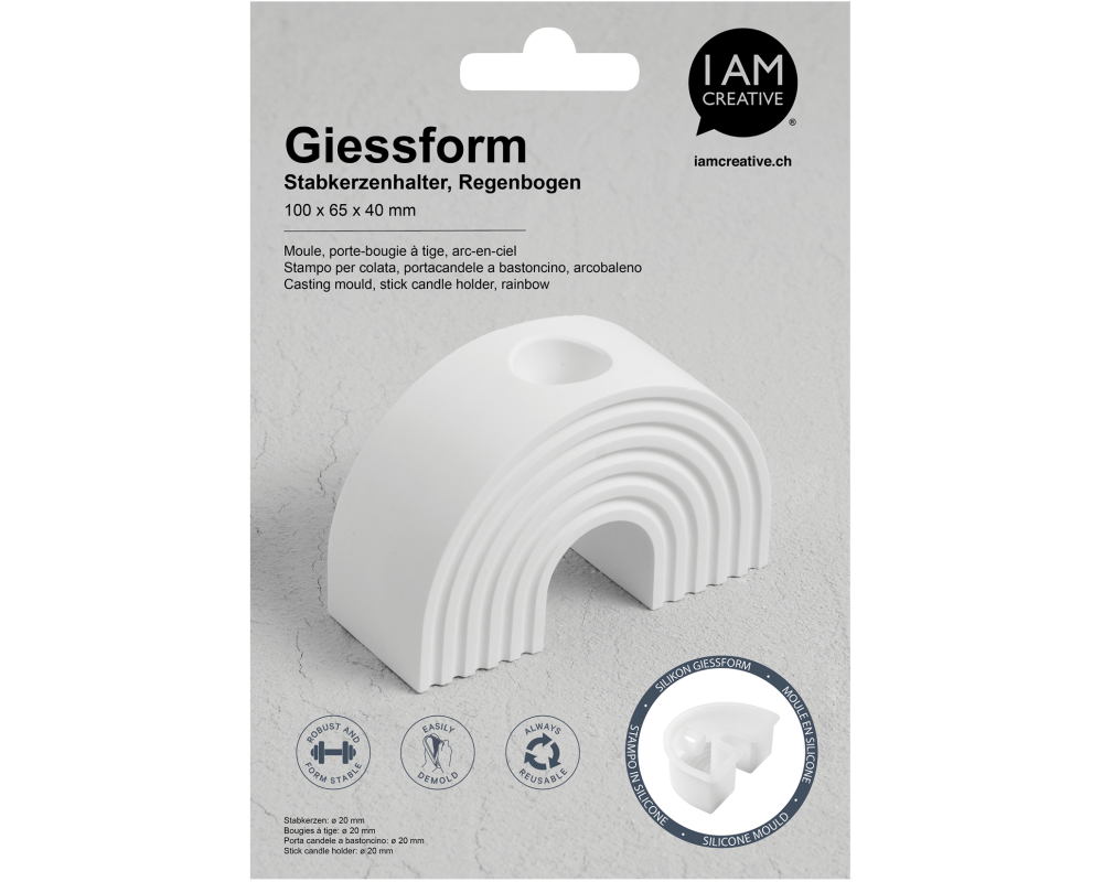 I AM CREATIVE Silikon Giessform 1704.23 Kerzenhalter Regenbogen