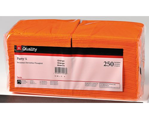 QUALITY Servietten Party 24x24cm 992152 orange 250 Stück