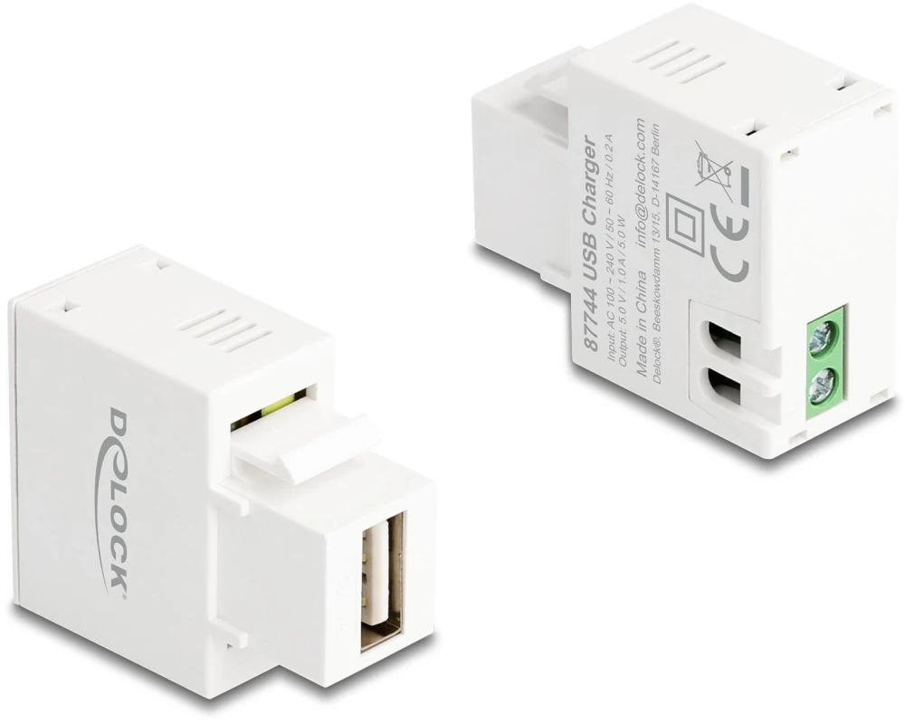 Delock Keystone-Modul 2 Pin Terminalblock zu USB Typ-A