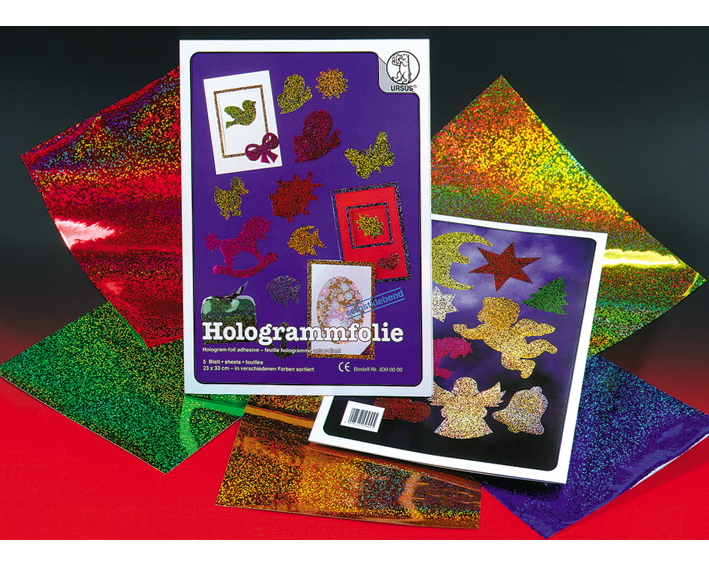 URSUS Hologrammfolie 23x33cm 8390099 50my, 5 Farben ass. 5 Blatt