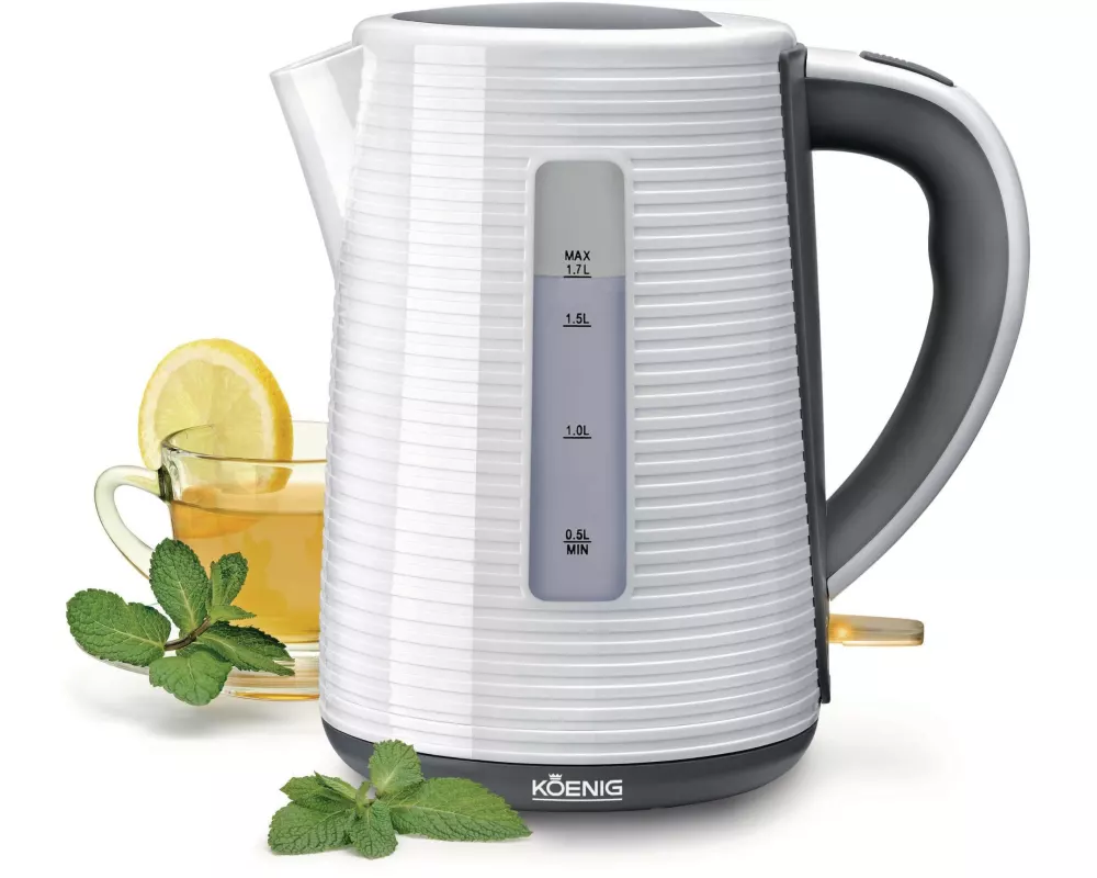 Koenig Wasserkocher Stripes 1.7 l, Anthrazit/Weiss