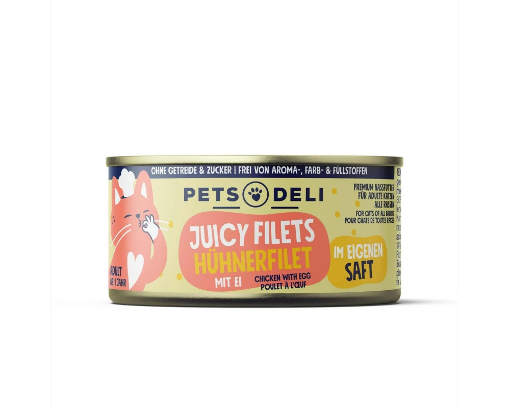 Pets Deli Juicy Filets Huhn, Ei, 70 g