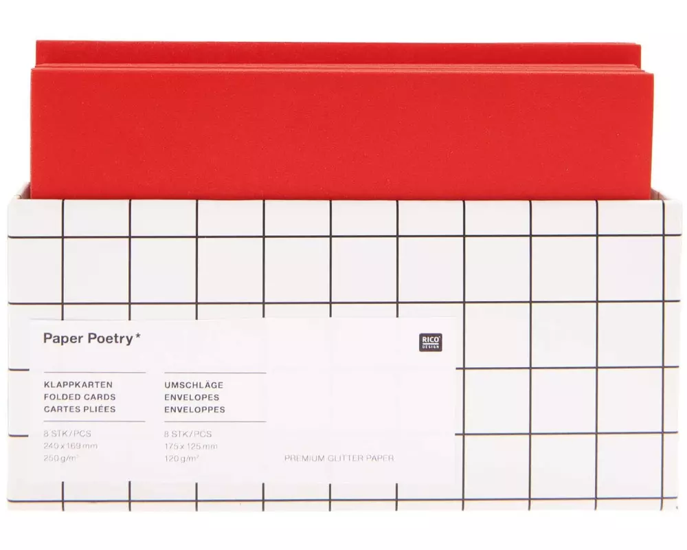 Rico Design Kartenset Glitter Rot matt