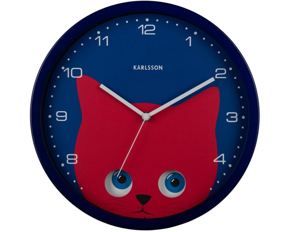 KARLSSON Wanduhr Katze Ø 30.8 cm, Dunkelblau