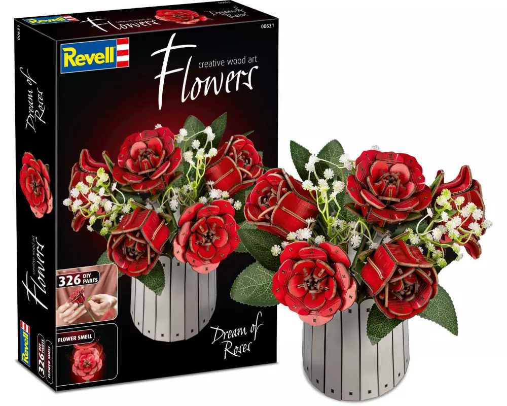 Revell Dream of Roses Holz, Rosen-Bouquet mit Vase und Duft