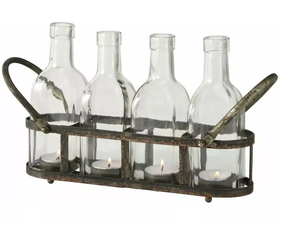 Boltze Teelichthalter Zuma 5-teilig, Rostbraun/Transparent