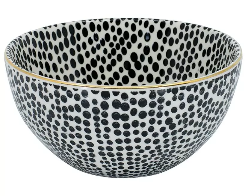 Kadastar Schale Metropolitan Dots 15 cm, Schwarz/Weiss
