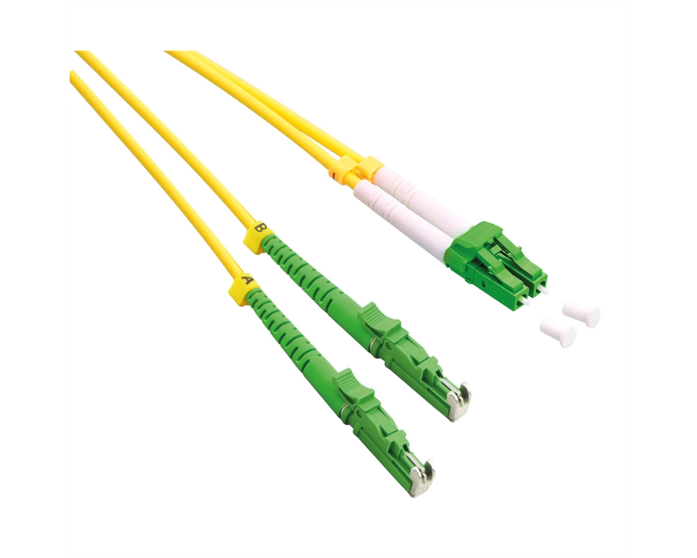 ROLINE LWL-Kabel duplex 9/125µm OS2, LSH/LC, APC Schliff, LSOH, gelb, 0,5 m