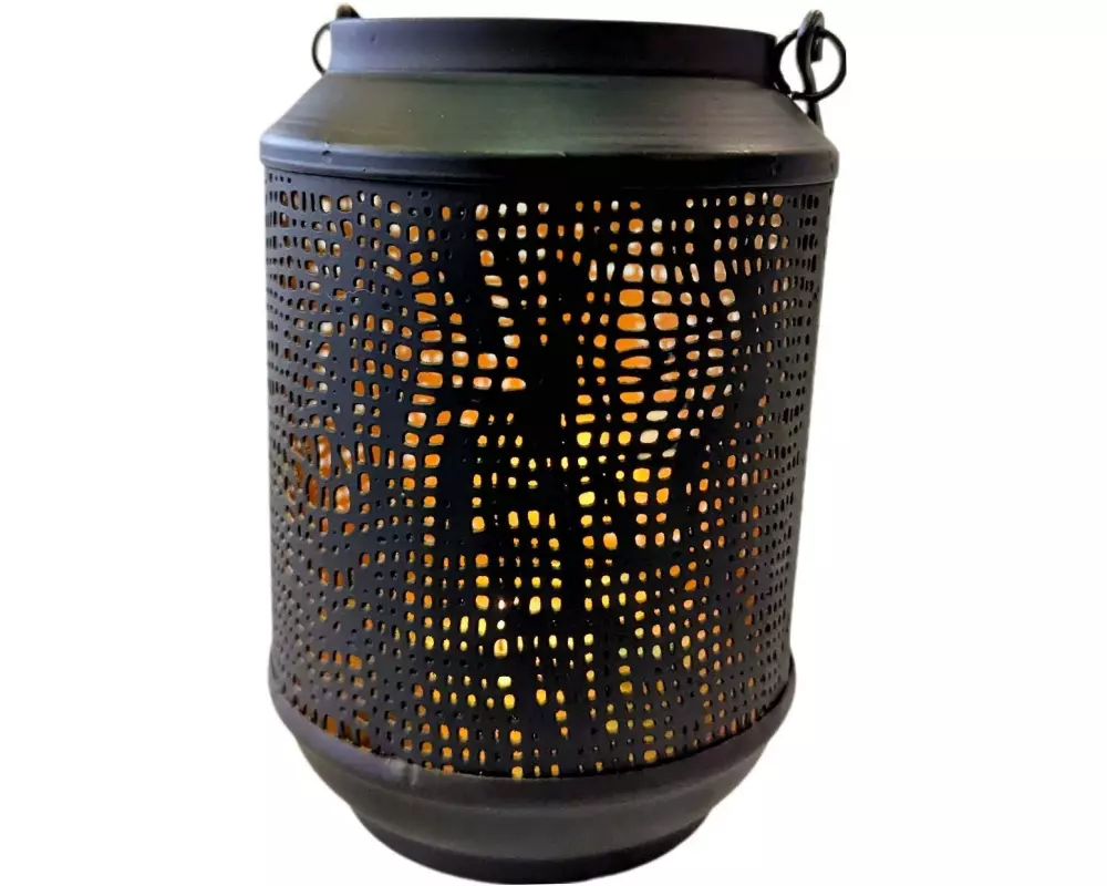 CHALET Windlicht Alpenglühen mit Henkel L 10 x 10 x 14 cm, Schwarz