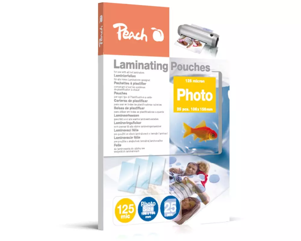 Peach Laminierfolie 10 x 15 cm, 125 µm, 25 Stück, Glänzend