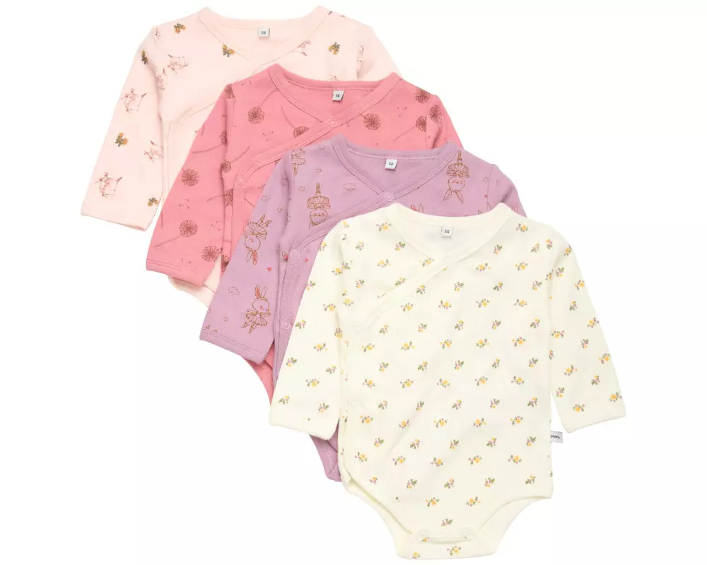 pippi Langarm-Wickelbody 4er Set Dusty Rose Gr. 68