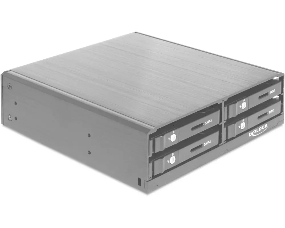 Delock 5.25"-Einbaurahmen 4x 2.5″ SATA HDD/SSD Hot-Swap, Lock