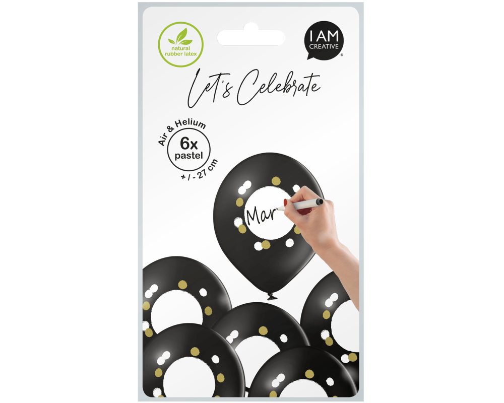 I AM CREATIVE Ballons DIY Beschriften 27cm 1000-1069 schwarz 6 Stück