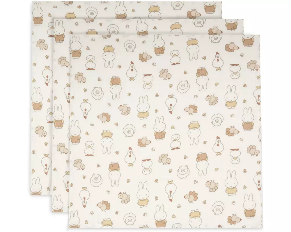 Jollein Mullwindeln Hydrophill–Miffy Family Farm-3 St. 70 cm x 70 cm