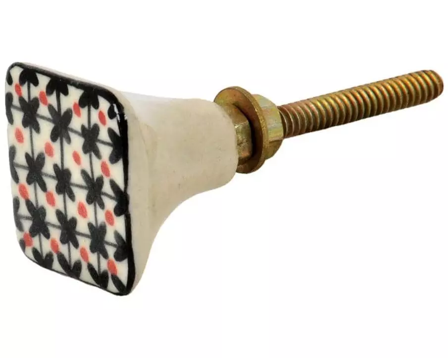 Tranquillo Möbelgriff handgemacht, 2.7 x 2.7 cm, Weiss/Schwarz