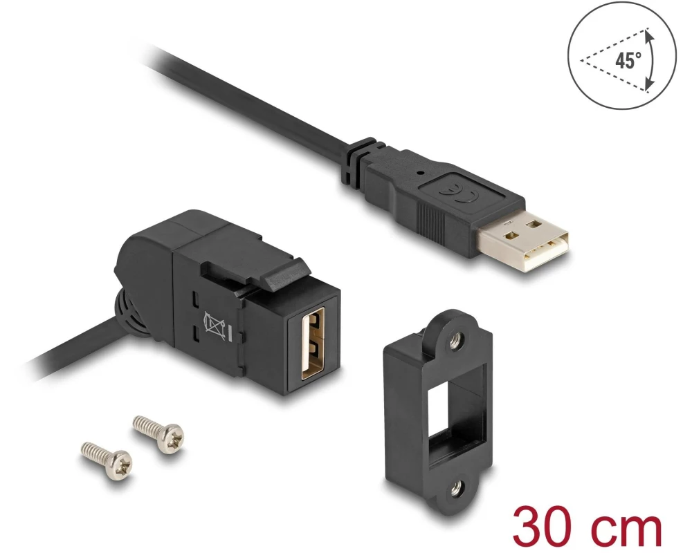 Delock Keystone-Modul USB 2.0 Typ-A Stecker zu Typ-A Buchse 45°