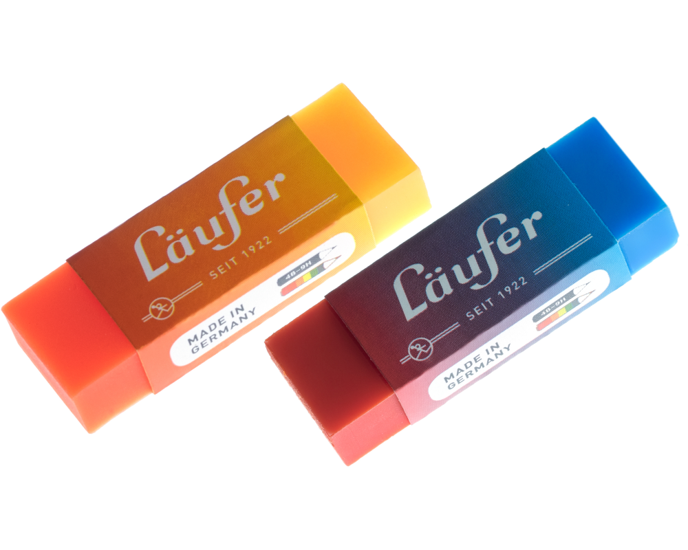 LÄUFER Plast-Radierer 65x21x12mm 12005 farbig ass.