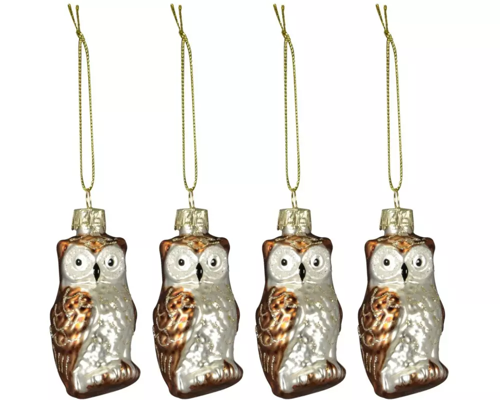 COCON Weihnachtsschmuck Eule, 4 Stück