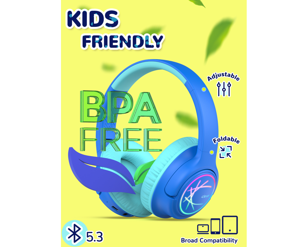 ICLEVER Kids Bluetooth Headphones C10-2083N-21 BTH18, LED, 43h, blue