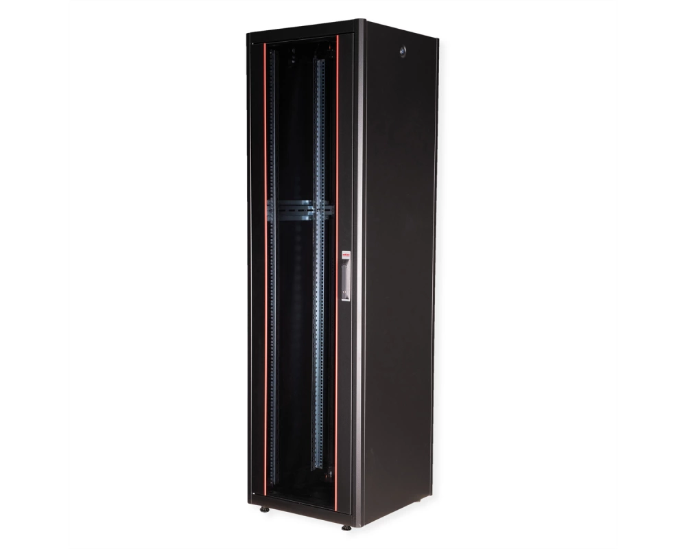 ROLINE 19-Zoll Netzwerkschrank Basic 42 HE, 600x600 BxT Glastür schwarz