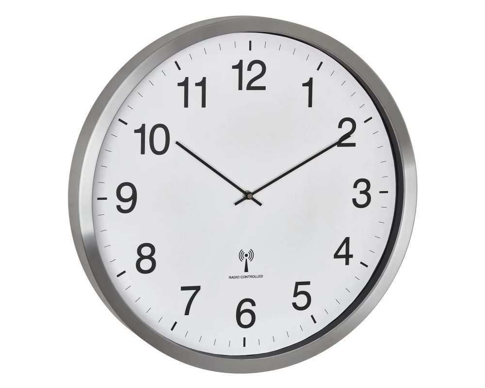 TFA Dostmann Funk-Wanduhr XXL Silber