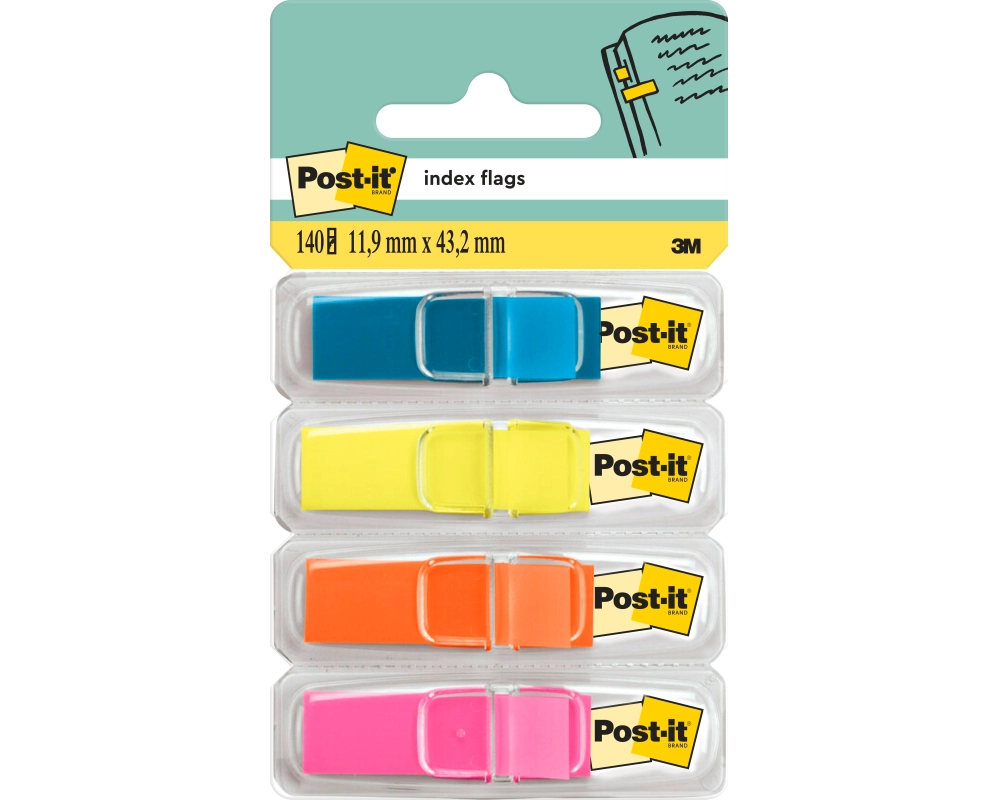 POST-IT Index Tabs Clear 43.2x11.9mm 683-4ABX 4-farbig/4x35 Tabs
