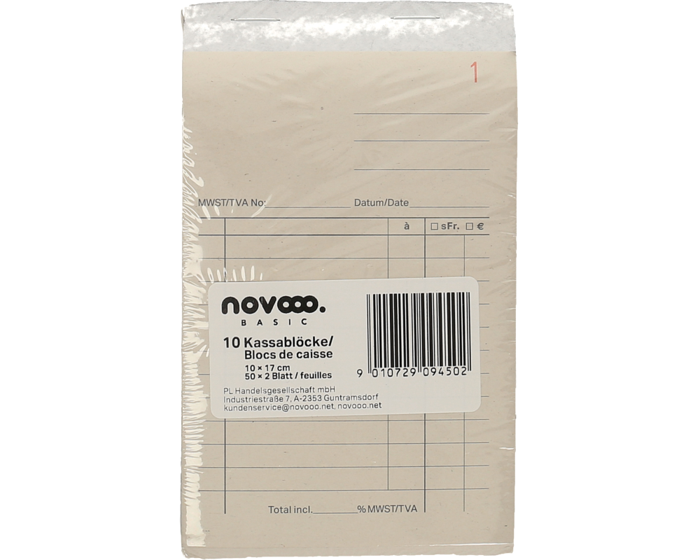 NOVOOO Kassablock 10×17cm 572042 nummeriert 50x2 Blatt