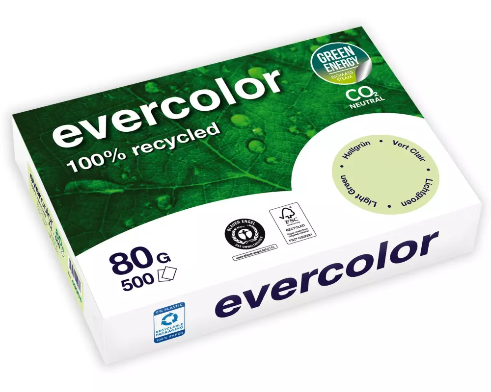 Clairefontaine Kopierpapier Evercolor A4, Hellgrün, 80 g/m²,500 Blatt