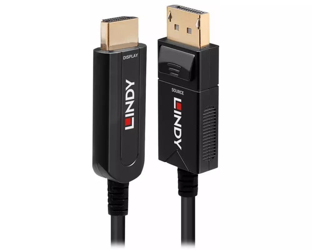 LINDY DP 1.2 to HDMI, 18G, AOC, Hybrid Cable, 20m